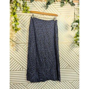 Marine Layer Blue Leopard Midi Skirt